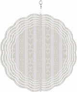 Bohemian Stripes Sage Green Round Wind Spinner 10", 3D Stainless Steel Wind Spinners for Yard and Garden Vintage Geometric Tribe Indoor Outdoor Metal Hanging Craft Ornaments for Porch Lawn