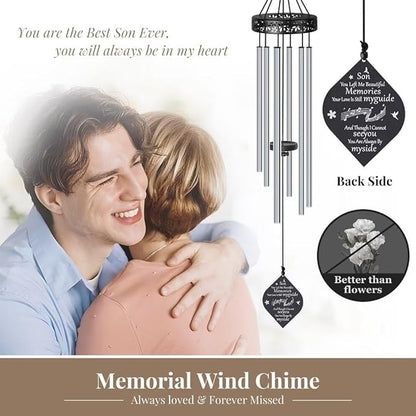 Synhonty 32'' Memorial Wind Chimes for Loss of Son, Sympathy Gifts, Bereavement/Condolence/Remembrance Gifts, Windchimes in Memory of Son
