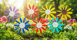 Beloit Plastics Spinning Daisy (6 Pack Random Color) Tall Pinwheel and Wind Spinner for Garden, Lawn, or Patio,Front or Back Yard Decoration,USA Made