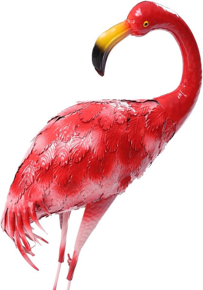Flamingo Ornament,Flamingo Garden Statues and Sculptures,Metal Birds Yard Art Outdoor Statue, Red Pink Flamingo Lawn Ornaments for Home, Patio, Backyard Decor (2)