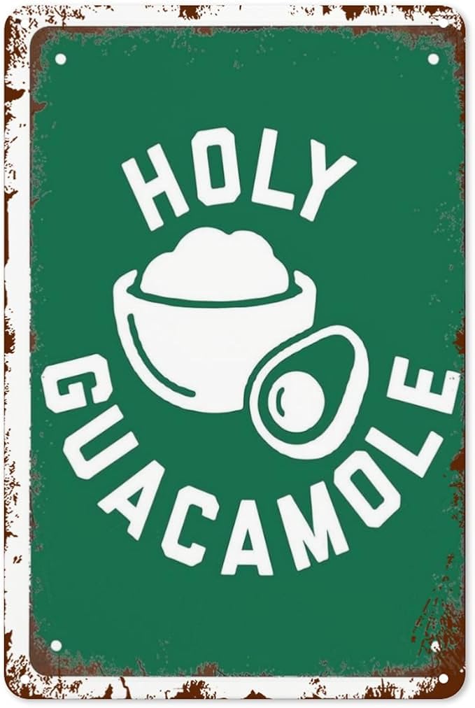 Retro Metal Tin Sign Holy Guacamole GUAC AND ROLL! Funny Wall Decor for Home,Garden,Patio,Yard,Office,Vintage 8x12 Inches Room Decorations