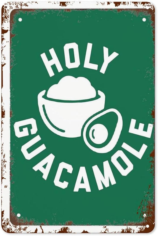 Retro Metal Tin Sign Holy Guacamole GUAC AND ROLL! Funny Wall Decor for Home,Garden,Patio,Yard,Office,Vintage 8x12 Inches Room Decorations