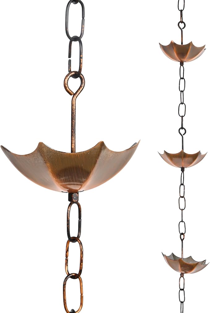 Topadorn 6 FT Metal Rain Chain with 8 Cups, Functional and Decorative Replacement for Gutter Downspouts, Umbrella & Bell Rain Chain for Home, Garden, and Outdoor Use