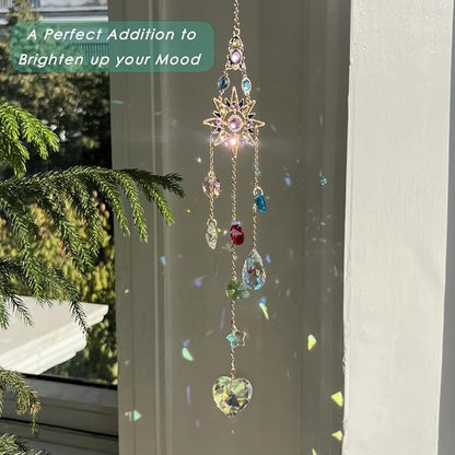 Sun Rhinestones Crystal Suncatcher for Car Charm-Window Hanging Decoration for Indoor Outdoor Garden - Prism Suncatcher Ornament Pendant