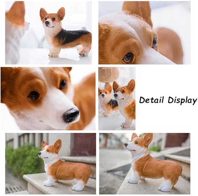 Garden Corgi Statue Dog Figurines Indoor/Outdoor Garden Landscaping Sculpture for Patio, Yard or Lawn Flower Pots Balcony Ornaments