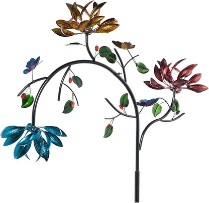 Evergreen Garden Beautiful Summer Multi Colored Flowers Wind Spinner | 91 inches Tall x 41 Inches Wide | Fade and Weather Resistant | Metal Stake | Garden Yard Outdoor Decor for Home