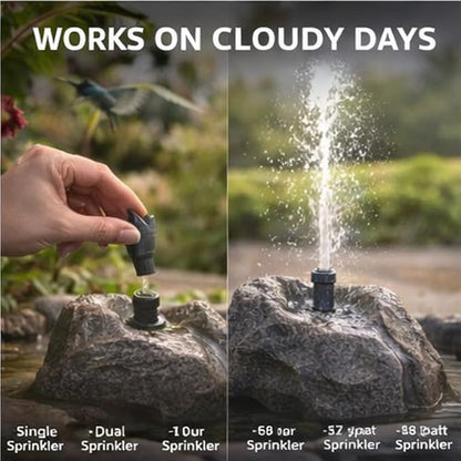 Realistic Granite Rock Solar Bird Bath Fountain - Solar Fountain for Bird Bath with Solar Panel Resin Granite Rock, Solar Powered Bird Bath Fountain for Garden Ponds (Gray)