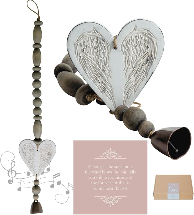 Sympathy Wind Chime - Modern White Memorial Gift for Loss of Mom, Dad, Husband - 23 inches
