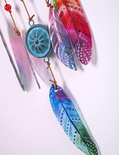 SEINHIJO Metal Arrow Wind Chimes Sandblasted Glass Decor Wall Art Memorial Gift for Outdoor Indoor Mom 21.7 Inch