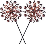 VEWOGARDEN 2PCS Outdoor Wind Spinner,Metal Wind Spinners Yard Decor Pinwheel,Copper Wind Sculptures & Spinners for for Garden, Patio, Lawn(10" Dia * 37" H)
