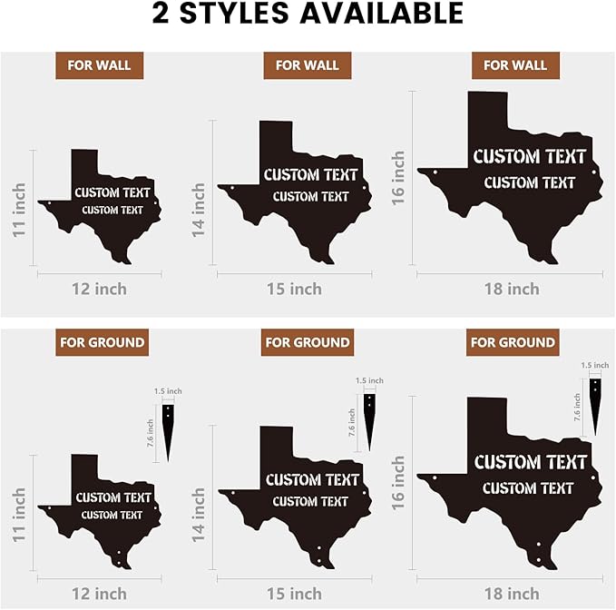 Texas Decor Metal Yard Signs - Outdoor Garden Metal Sign Personalized Name Sign Texas Wall Decor Home Wall Art - Texas State Flag in Ground or Wall Hanging - Family Sign Street Sign Address Sign