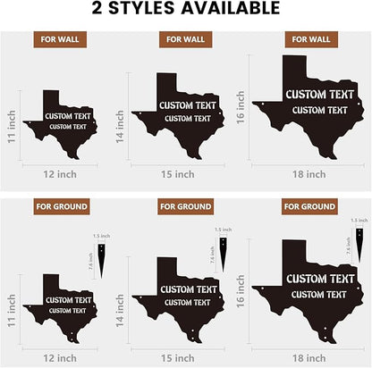 Texas Decor Metal Yard Signs - Outdoor Garden Metal Sign Personalized Name Sign Texas Wall Decor Home Wall Art - Texas State Flag in Ground or Wall Hanging - Family Sign Street Sign Address Sign