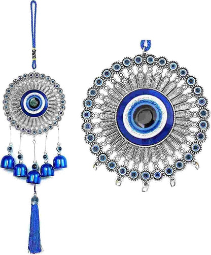 Creative Handmade Alloy Wind Chime Evil Eye Butterfly Sunflower Talisman Pendant Handmade Good Luck Charm, Car Kitchen Home Garden Patio Office (1pc Evil Eye)