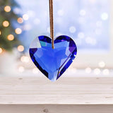 Together-life 2 Pack Heart Crystal Ball Prism Pendant, Clear Glass Crystal Suncatcher Rainbow Maker for Window, Indoor Outdoor Garden Hanging Décor(Blue)