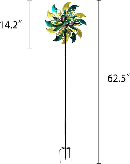 Hummingbird Solar Wind Spinner with Color Changing LED Light, Wind Sculptures & Spinners Outdoor Metal Stake Yard Spinners, Garden Wind Catcher Wind Mills, Lawn&Garden