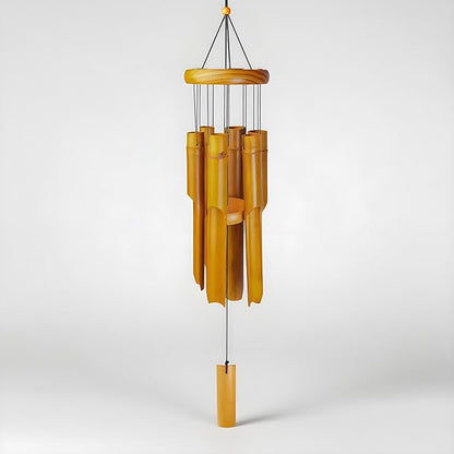 Bamboo Wind Chimes Outdoor, Wooden Wind Chimes for Outside with Melody Deep Tone, Classic Zen Garden Windchime for Relaxation, Grace.Home Décor for Patio, Garden or Indoor