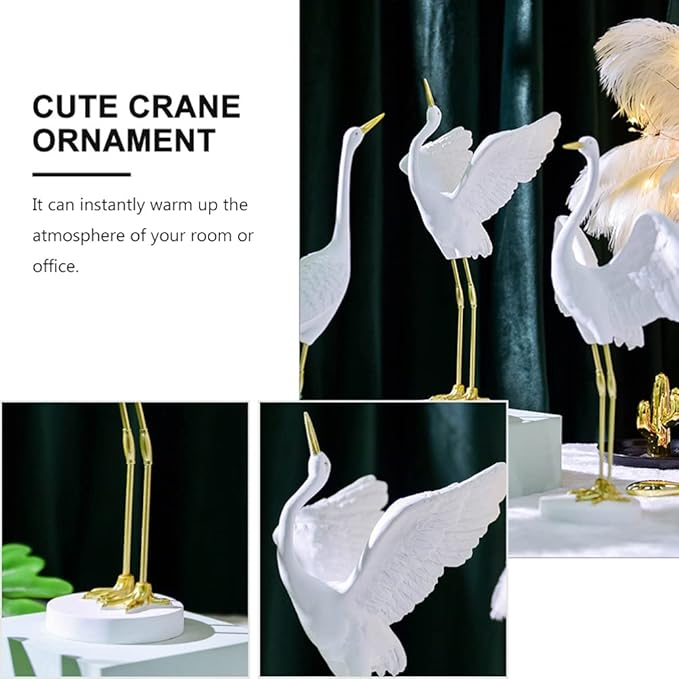 Milisten Living Crane Ornament 11.81In Resin Heron Sculpture Decorative Bird Statue for Outdoor Garden Patio Lawn Home Decor