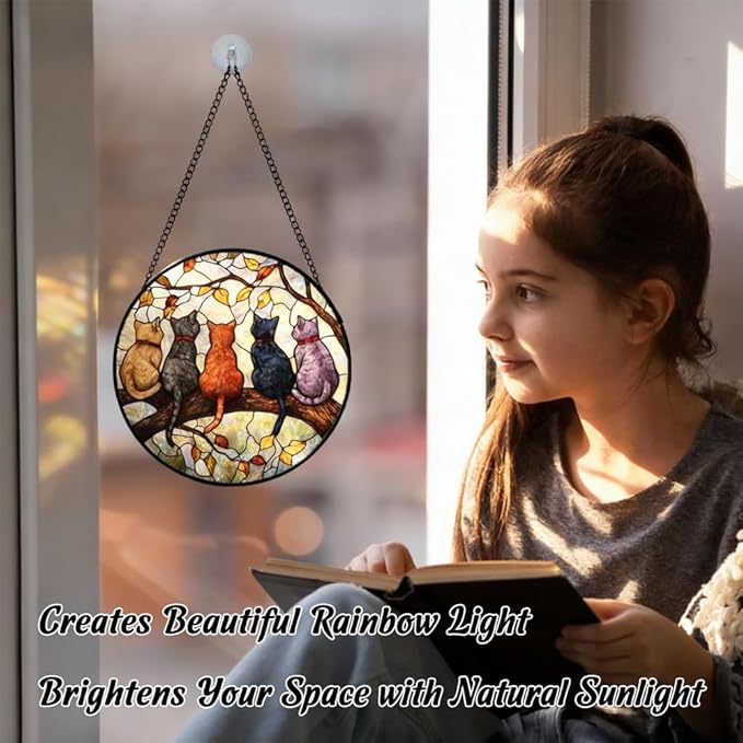 Sun Catchers Indoor Window, Suncatchers for Windows Hanging with Ripple Texture, Acrylic Light Catcher Non-Glass, Durable Window and Garden Hanging Decor