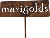 Classic Metal Garden Markers 19 Inches Tall (marigolds, Naturally Rusted)