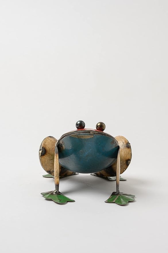 De Kulture Handcrafted Recycled Iron Small Frog Decorative Collectible Figurine showpiece Beautify Home Office Holiday décor| Ideal for Garden Balcony Terrace Decoration, 6.3x4.8x3.9 (LWH) inches