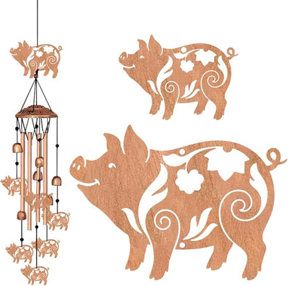 Metal Wind Chimes for Outside, Pig Style Hanging Waterproof Aluminum Windchimes with Hook for Outdoor Garden Patio Porch Decor, 33“ Memorial Wind Chimes Friendship Gifts for Women