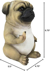 Pug Life Cheeky Middle Finger-Flipping Pug Dog Hand Painted Resin Statue - Adorable 6.75-Inch Decorative Figurine for Your Home, Office, and Garden Display