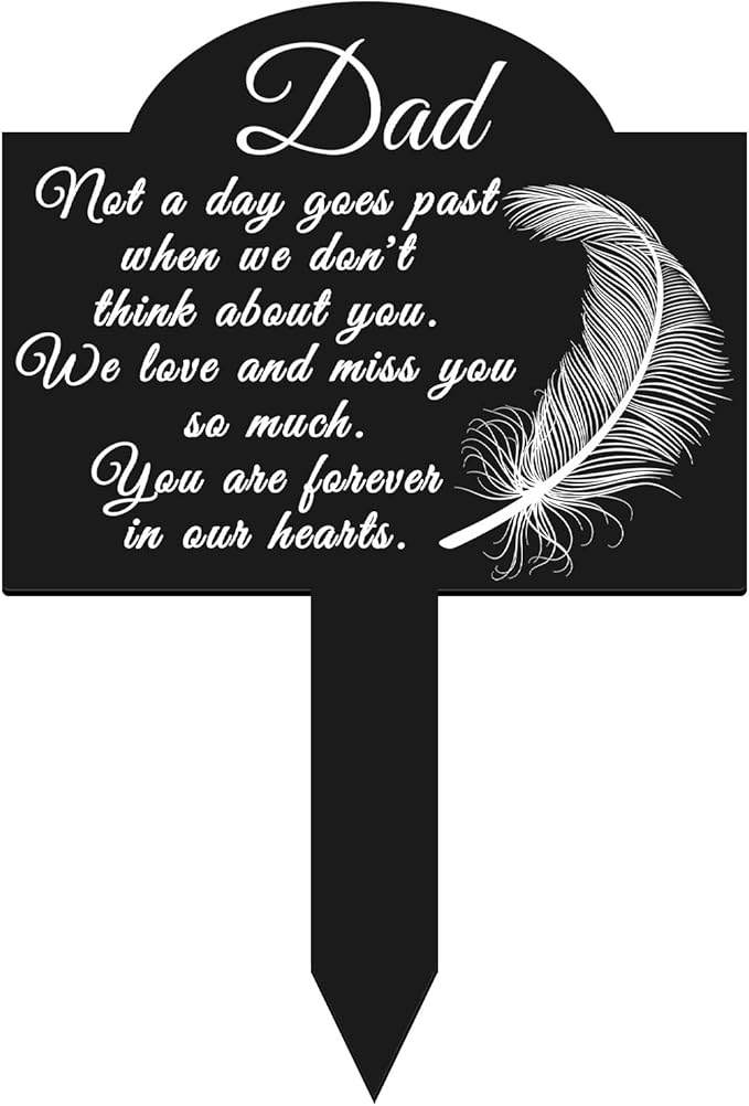 Roowest Cemetery Grave Decorations Acrylic Memorial Stakes Grave Stake Markers Sympathy Garden Plaque Waterproof Remembrance Sympathy Gift for Cemetery Graveside Outdoors Yard(Dad)