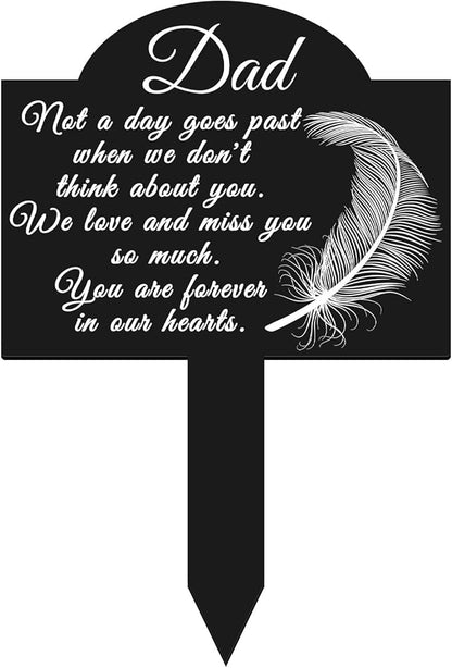 Roowest Cemetery Grave Decorations Acrylic Memorial Stakes Grave Stake Markers Sympathy Garden Plaque Waterproof Remembrance Sympathy Gift for Cemetery Graveside Outdoors Yard(Dad)