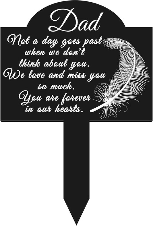 Roowest Cemetery Grave Decorations Acrylic Memorial Stakes Grave Stake Markers Sympathy Garden Plaque Waterproof Remembrance Sympathy Gift for Cemetery Graveside Outdoors Yard(Dad)