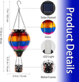 10 FT Rain Chain for Outside with 10 Bee Pattern Cups, Unique Hot Air Balloon Solar Lantern with Flickering Flame, Outdoor Decorative for Patio, Garden, Porch