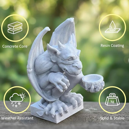 OLOMA Gargoyle Garden Statue Old World European Style Gothic Stone Outdoor Sculpture Decorative Mythical Guardian Durable Heavy Outdoor Indoor Accent for Lawn Patio Entryway Landscaping