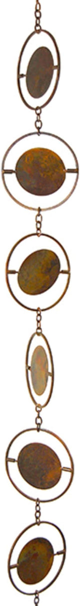 BestNest Ancient Graffiti Circle Rain Chain, Flamed Copper Colored