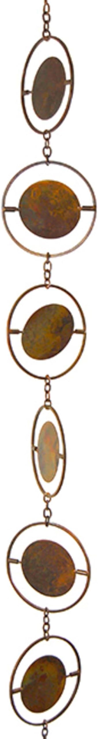 BestNest Ancient Graffiti Circle Rain Chain, Flamed Copper Colored