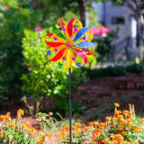 DREAMYSOUL Wind Spinners Outdoor, 13" Dia Colorful Petals Metal Garden Wind Spinner, Kinetic Wind Sculptures & Spinners for Yard Lawn Patio Decor