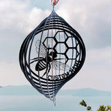 Personalized Bee Metal Wind Spinner, Custom Yard Ornament for Outdoor Spaces, Kinetic Garden Sculpture, Pollinator Lover Gift (Bee Garden Wind Spinner)