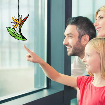 Bird of Paradise Flower Decor Stained Glass Suncatcher,Artificial Fake Flowers Gift for Women,Flowers Ornament Stained Glass Window Hangings,Housewarming Gifts for Mom Grandma