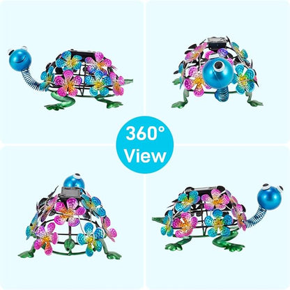 Solar Garden Turtle Statue Metal Yard Decorations Outdoor,Solar Turtles Figurine Lights Tortoise Ornament Lamps for Outside Yard,Lawn,Patio,Porch,Balcony