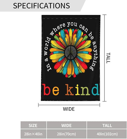 In A World Where You Can Be Anything Be Kind Garden Flag 28 X 40 Inch Peace Outdoor Floral Mini Yard Flag House Flags Double-Sided Farmhouse Sign For Home Garden Decoration
