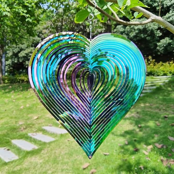 Wind Spinners Outdoor Yard Spinners - Metal Wind Spinner Outdoor Hanging, Wind Chimes for Outside, Spiral Crystal Wind Spinner, Garden Wind Spinners, （10 inch）