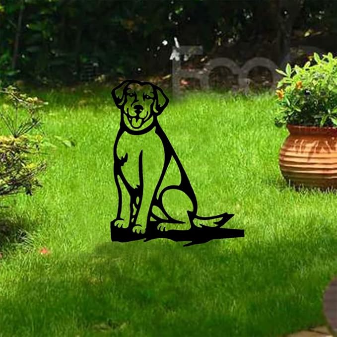 Adorable Dog Stake Decoration Yard Garden Outdoor Metal Art Dog Silhouette Decoration Steel Dogs Statue Adorable Ornament Gift (Labrador Retriever)