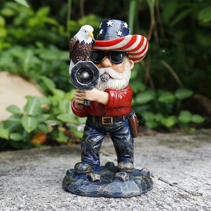 Funny Military Garden Gnome Statue - 7.42 Inch Army Decor for Yard Outdoor Lawn, Weather-Resistant Resin Gnomes Decorations
