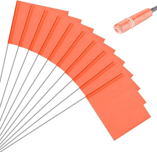 M METERXITY 10-Pack Blank Marking Flags, 15x5.1x4 Inch Waterproof Yard Flags Marking for Lawn/Garden/Irrigation/Landscape/Sprinkler/Survey/Dog Training/DIY [Orange]
