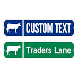 SmartSign Customize Your Own Blue Street Sign with Cow Symbol | 6" x 24" 3M EG Reflective Aluminum