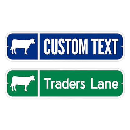 SmartSign Customize Your Own Blue Street Sign with Cow Symbol | 6" x 24" 3M EG Reflective Aluminum