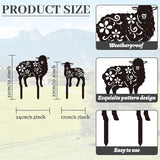 WADORN 2 Styles Sheep Metal Decorative Garden Stakes, Funny Sheep Flowers Metal Silhouette Statues Animal Garden Ornament Gifts Black Yard Art Decoration for Outdoor Backyard Patio Lawn Walkways