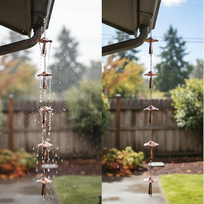 4.3ft Rain Chains for Gutters Aluminum, Outdoor Decorative Rainchain Heavy Duty Gutter Catcher Downspout Replacement, Durable Hanging Rain Gutter Chain for Eaves Drainage and Home Display (Mushroom)