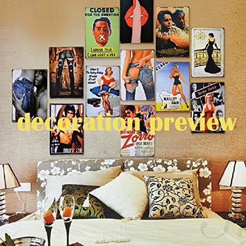 Pack of 5 pcs Retro Vintage Tin Signs, Gas Oil Car Metal Posters for Garage Man Cave Bar, 8x12 inch/20x30cm