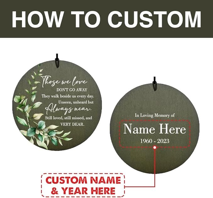 Memorial Wind Chimes, Personalized with Name & Date Keepsake, Sympathy Gifts Wind Chime for Loss of Loved One, 36inch Funeral Windchime Outside, in Loving Memory of Mom/Dad