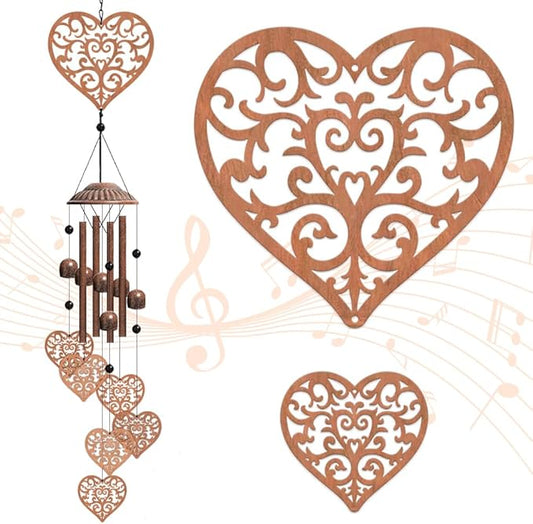 OLYCRAFT Heart Metal Wind Chimes Outdoors Wind Chime Sympathy Memorial Windchime Iron Windchime Memorial Presents Hanging Windbell for Patio Backyard Home Garden Pendant Decoration - 30 Inch