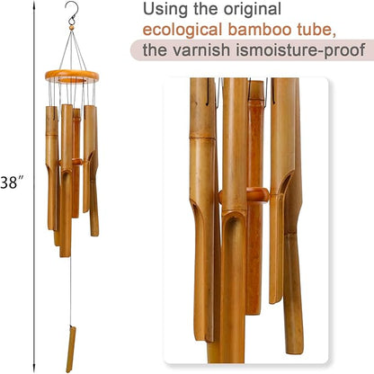Afirst Bamboo Wind Chimes, 38" Wooden Windchimes for Outdoor Valentine's Day Gift Handcrafted Memorial Sympathy Gift for Garden, Patio, Home or Outdoor Decor